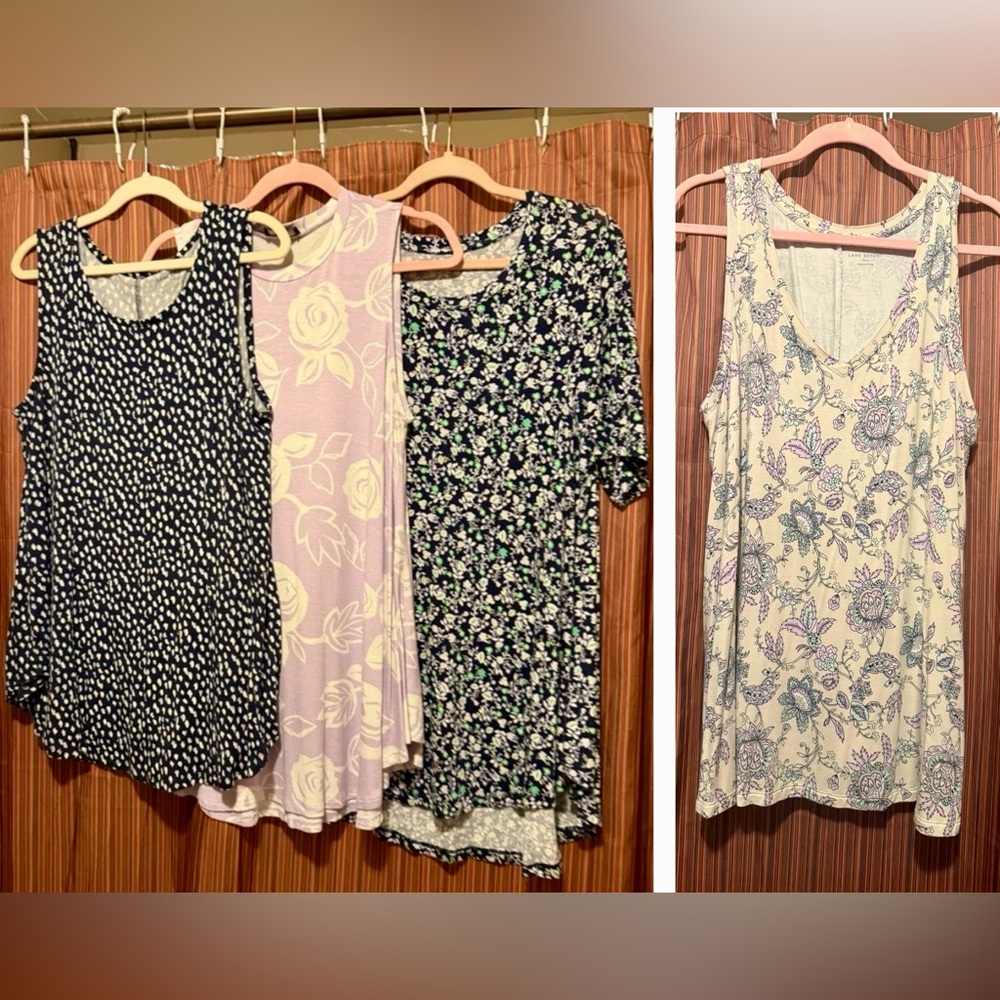 Lot of 4 Lane Bryant Stretchy Tops, size 14/16- See Description/Photos